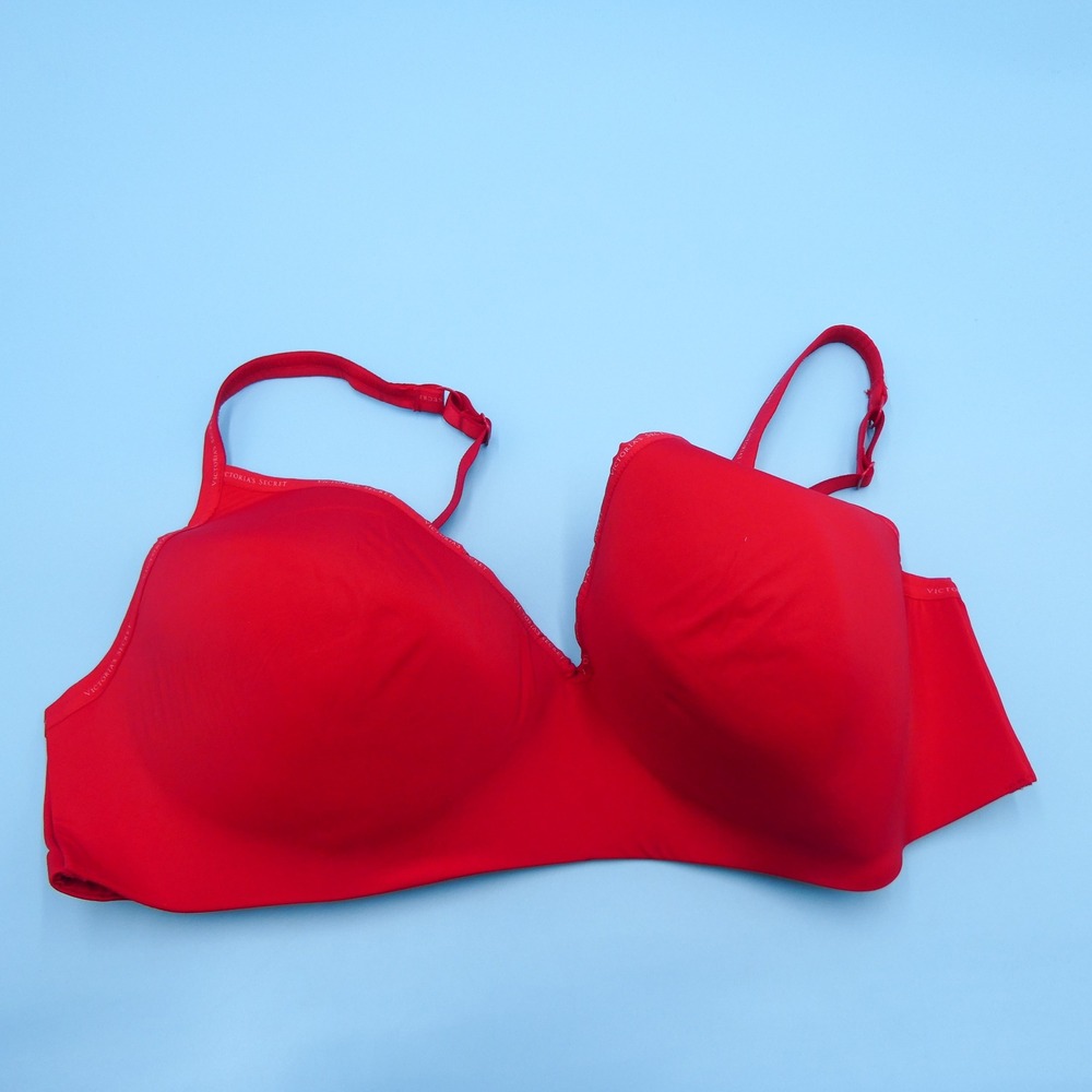 Victoria's Secret T-Shirt Bra Womens 40DD Wireless Lightly Lined Red Microfiber